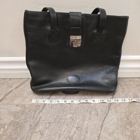 VTG Dooney and Bourke Black leather 2 Handle Tote Panama Collection 1980's - Picture 14 of 16